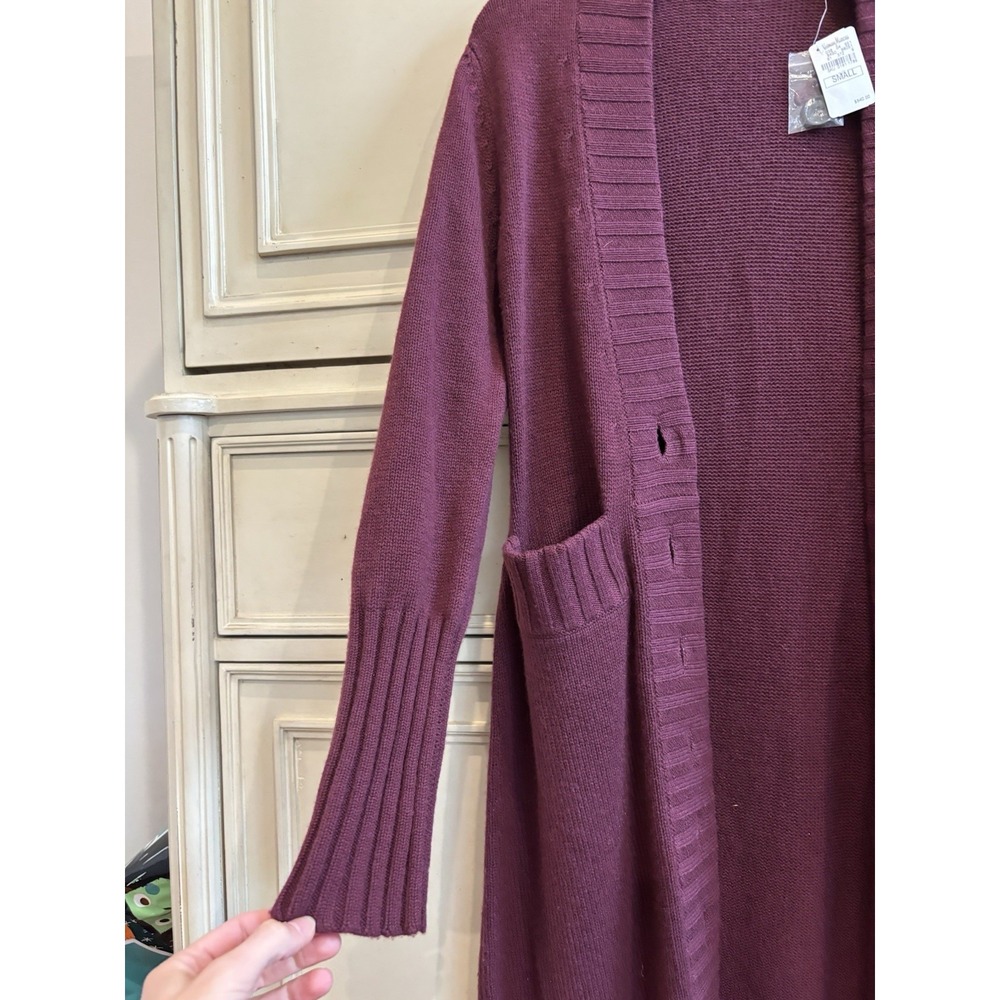 Neiman Marcus‎ Cashmere Full Length Purple Button Up Cardigan Duster Knit Small - Picture 6 of 10